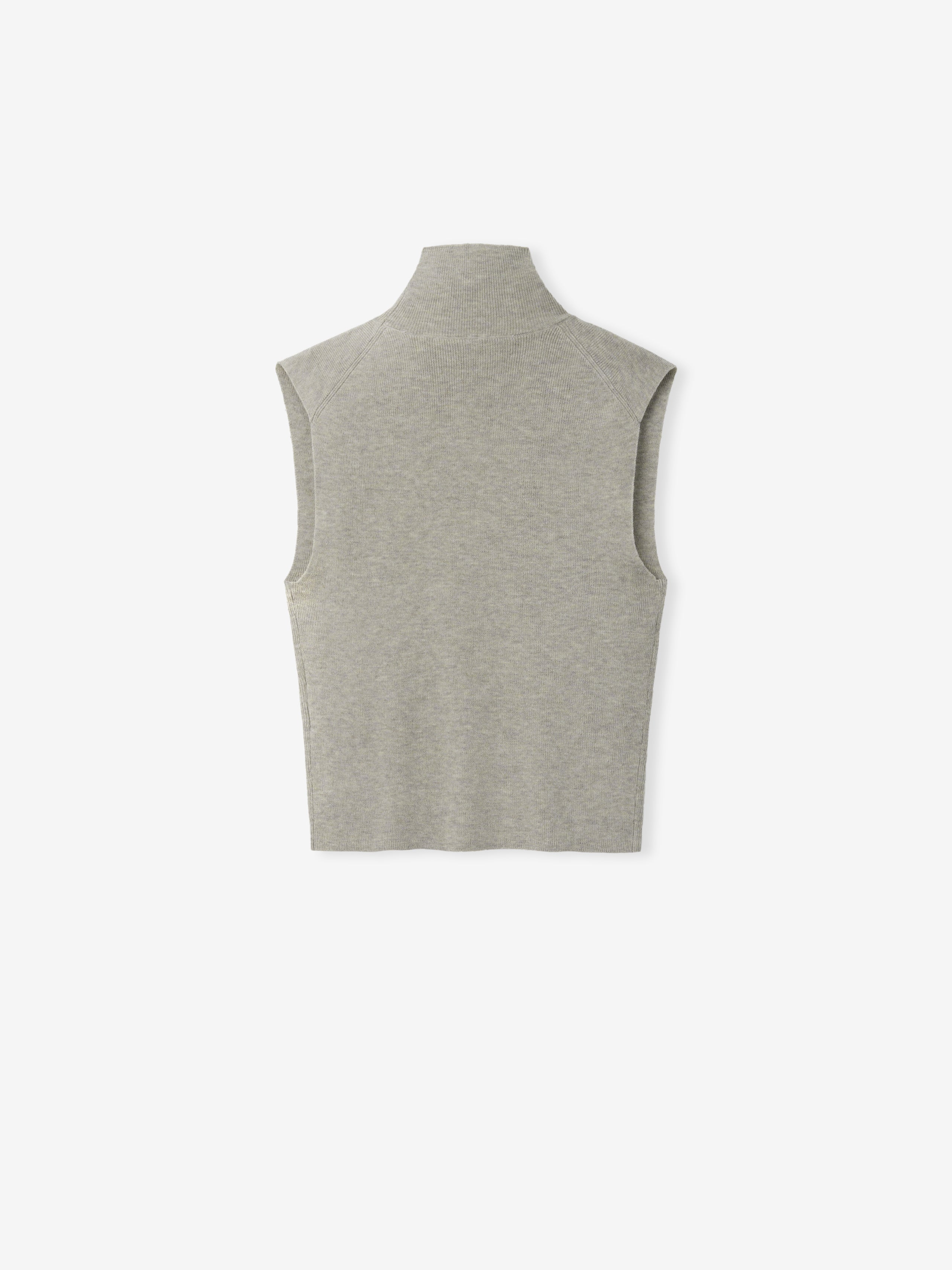 Womens Rib Knit Standing Collar Sleeveless Tank